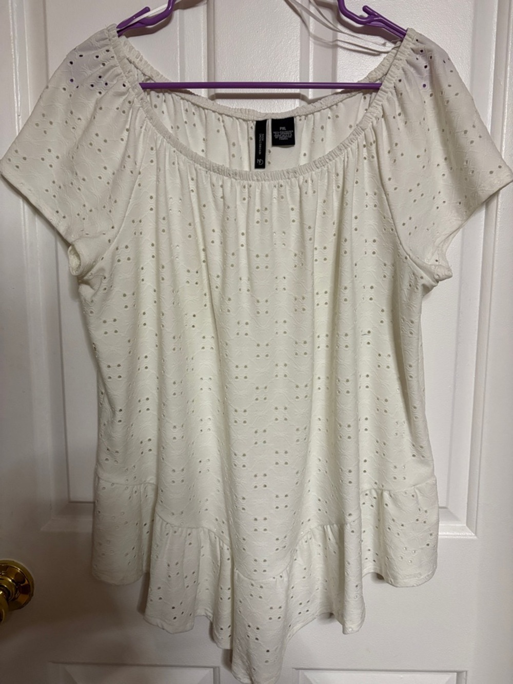 Cream Eyelet Off-Shoulder blouse